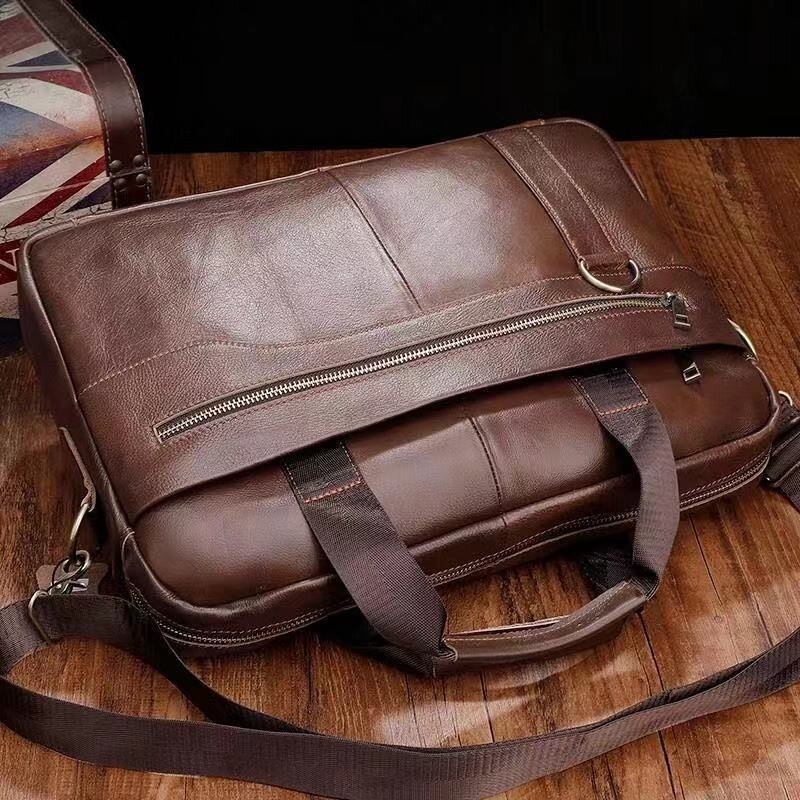 Портфель мужской из натуральной кожи, сумка-мессенджер в ретро стиле для ноутбука 14 дюймов, офисный деловой тоут для документов