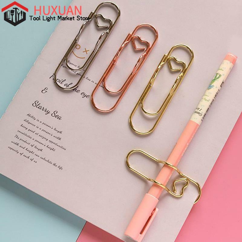 5Pcs Paper Clips Metal Pen Holder Clip School Bookmarks Notebook Photo Memo Ticket Clip Student Stationery Office Supplies