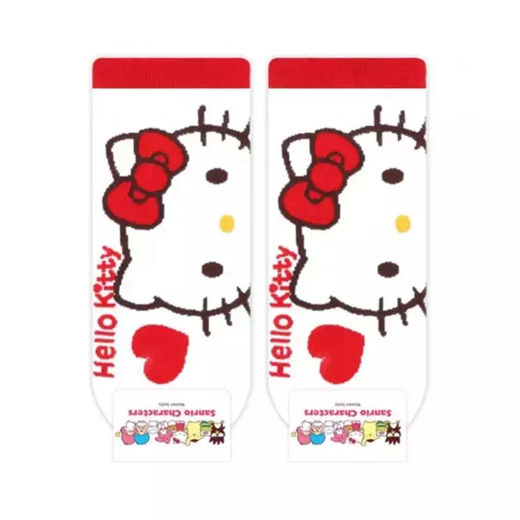 Женские носки, Мультяшные кавайные носки Sanrio с рисунком, хлопковые мягкие разноцветные Носки с рисунком в виде мелодии, подарок для девочек