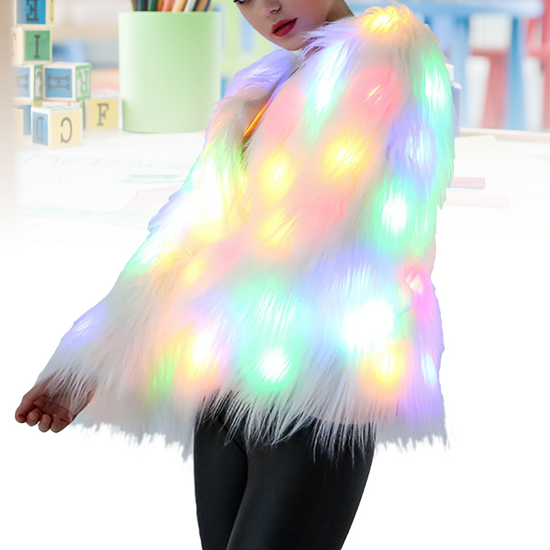Casaco de pele LED feminino, jaquetas luminosas, Outwear, Trajes de palco, Performance, Boate, Costage, Natal