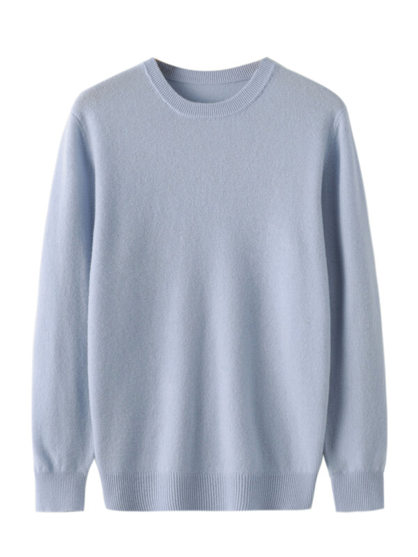 Addonee-suéter de lana merina para hombre, jersey de manga larga con cuello redondo, Tops de punto de Color sólido, Primavera, otoño e invierno, 100%