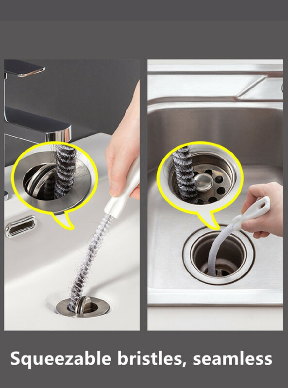 Sikat pengerukan pipa pembersih wastafel, alat penghilang lubang sumbat pembersih wastafel dapur rambut kamar mandi pembersih fleksibel