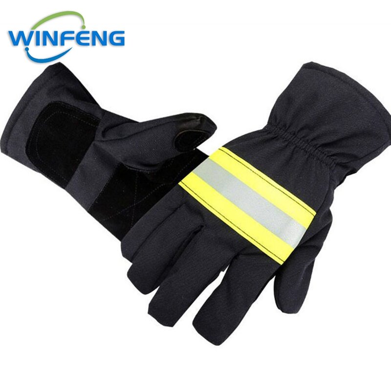Mão luvas de proteção de fogo bombeiro polícia wear-resistência antiderrapante engrossar chama-luvas de segurança de trabalho retardador