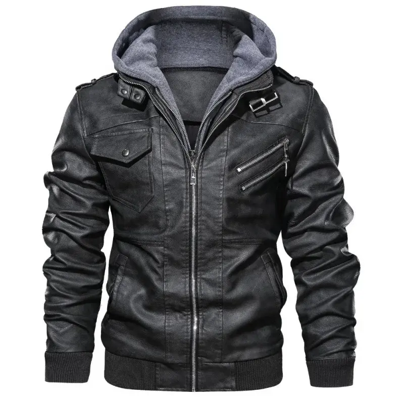 2024 Men's Premium Leather Jacket - Casual Autumn Winter PU Biker Coat, Warm Fleece-Lined Motorcycle Outerwear, EU Sizes