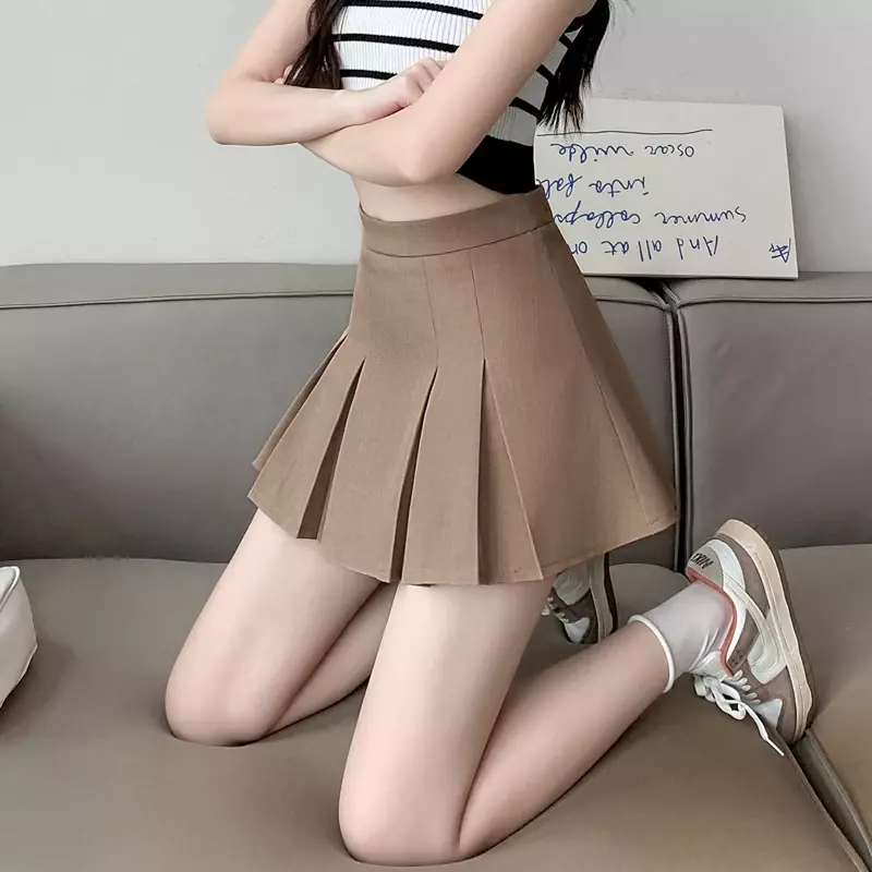 Mini saias plissadas brancas femininas, cintura alta, curto escolar, japonês, rosa, menina doce, Y2K