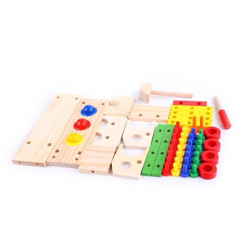 Kidus Wooden Construction Building Set in a Box, Gift for Toddlers