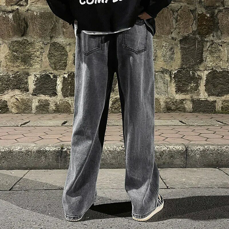 2023 Nieuwe Koreaanse Mode Losse Jeans Klassieke Rechte Straight Baggy Wijde Pijpen Broek Straat Hip Hop Broek 3XL Zwart Grijs blauw