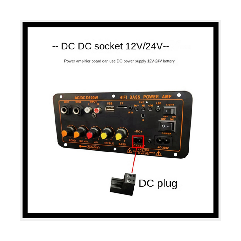Papan Amplifier Bluetooth, Max 300W 12V 24V 220V Subwoofer papan penguat mendukung mikrofon untuk mobil rumah Audio colokan EU