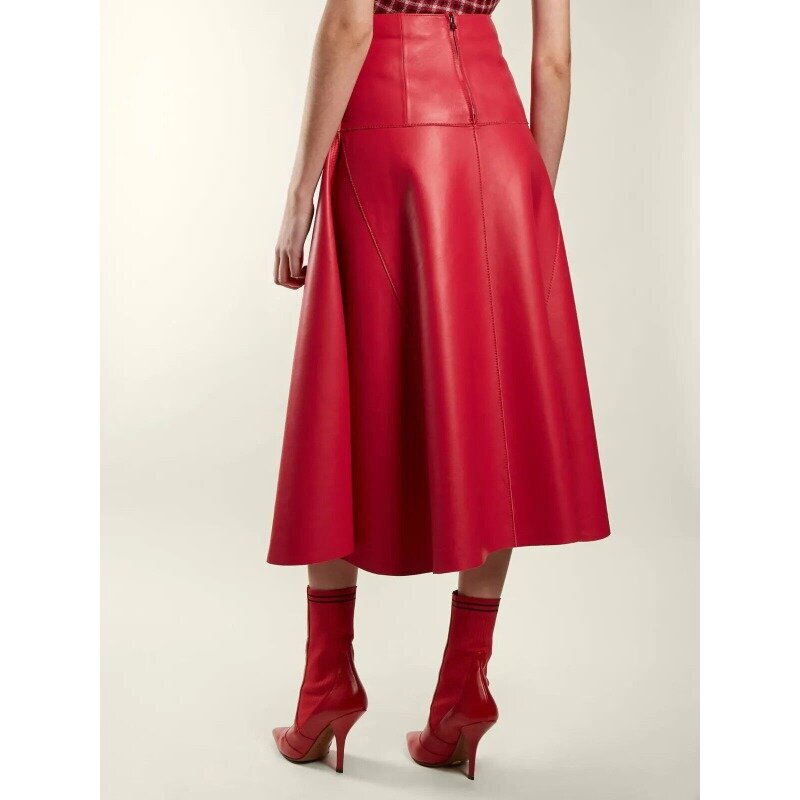 女性の本革のラムスキンスカート、足首の長さの衣装