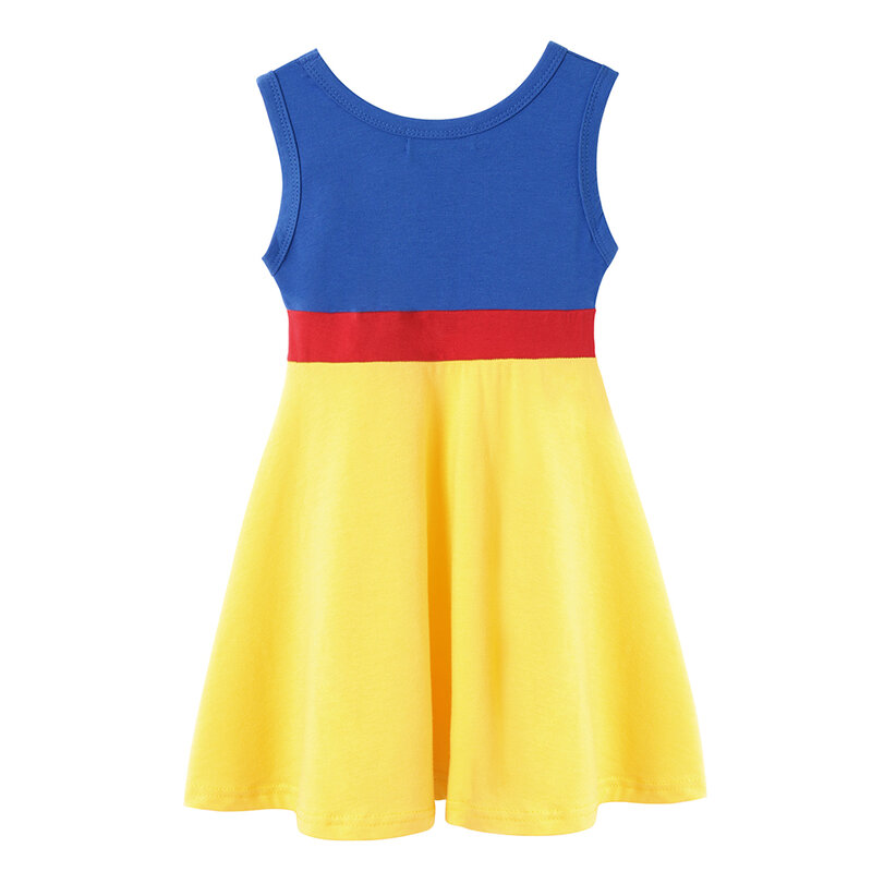 Disney Princess Girl Summer Dress Off Shoulder Belle Dress Cute Children Clothes Holiday Outfit Snow White MulanBirthday Party