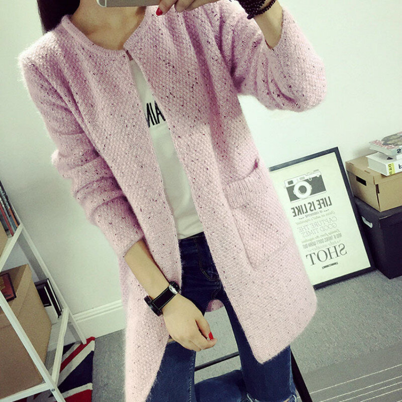 Fashion Spring Autumn Winter Cardigan Women Long Sleeve Knitted Cardigans Coat Loose Open Stitch Sweaters Outwear  One Size