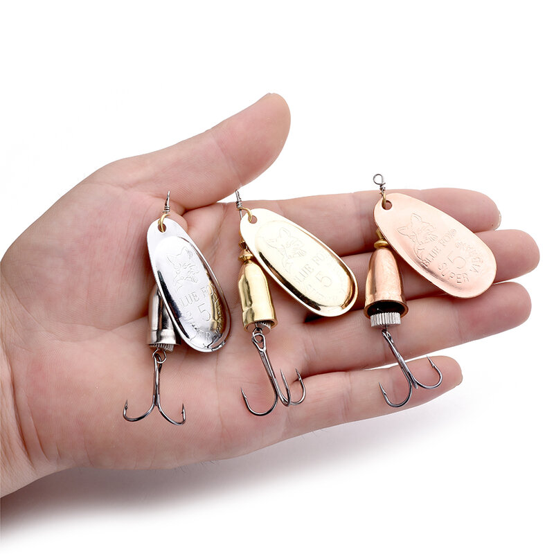 1pcs Rotating Spinner Metal Lure 4g 6g 8g 10g 16g 19g Brass Hard Artificial Spoon Bait Treble Hook Fishing Tackle For Pike