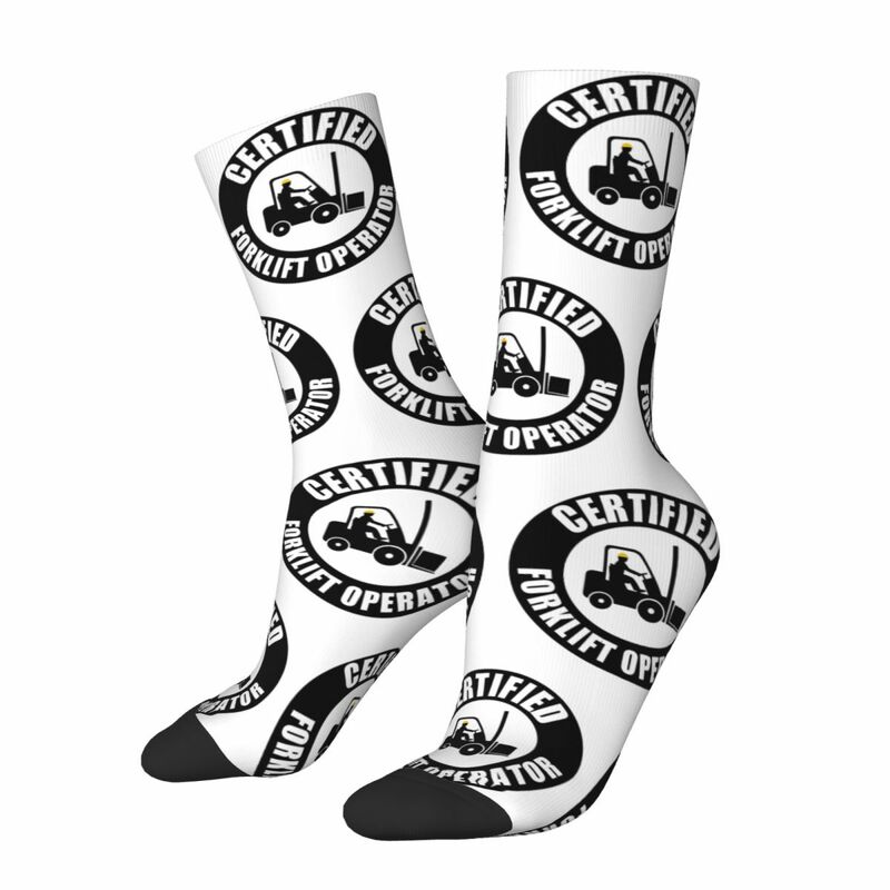 Coole Gabelstapler Betreiber zertifiziertes Design Thema Druck Crew Socken alle Jahreszeiten Gabelstapler Fahrer Geschenk niedlichen Crew Socken atmungsaktiv