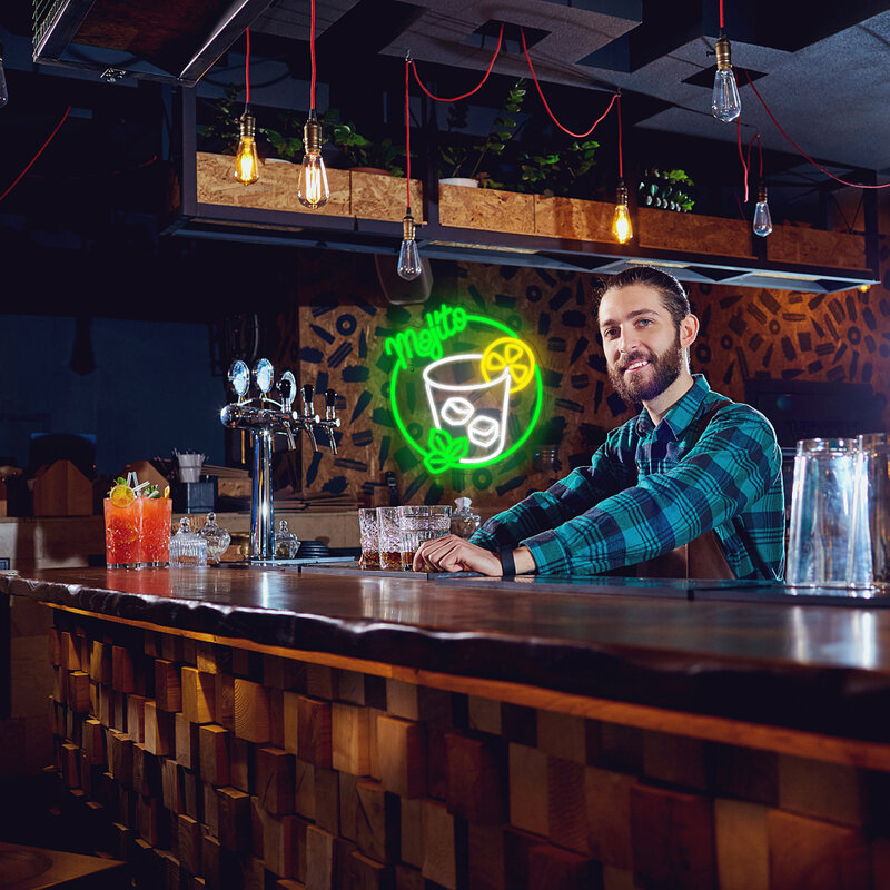 Mojito Neon Sign cocktail insegne al Neon bevande Bar Green Led insegne al Neon decorazione della parete USB discoteca caffè cucina ristorante Party