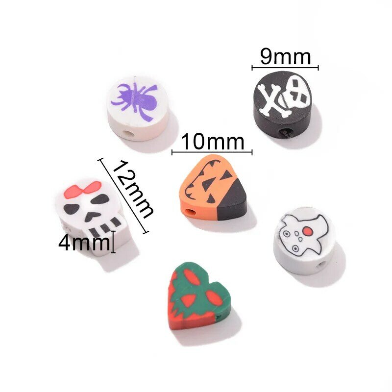 50pcs Halloween Polymer Clay Beads Spacer Beads Supplies for DIY Bracelet Earring Necklace Jewelry Making Clay Jewelry DIY