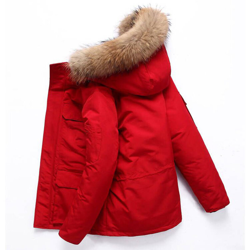 Manteau en duvet de canard blanc pour homme, veste coupe-vent à capuche, épaisse, multi-poches, garde au chaud, Parkas à-30 degrés, hiver