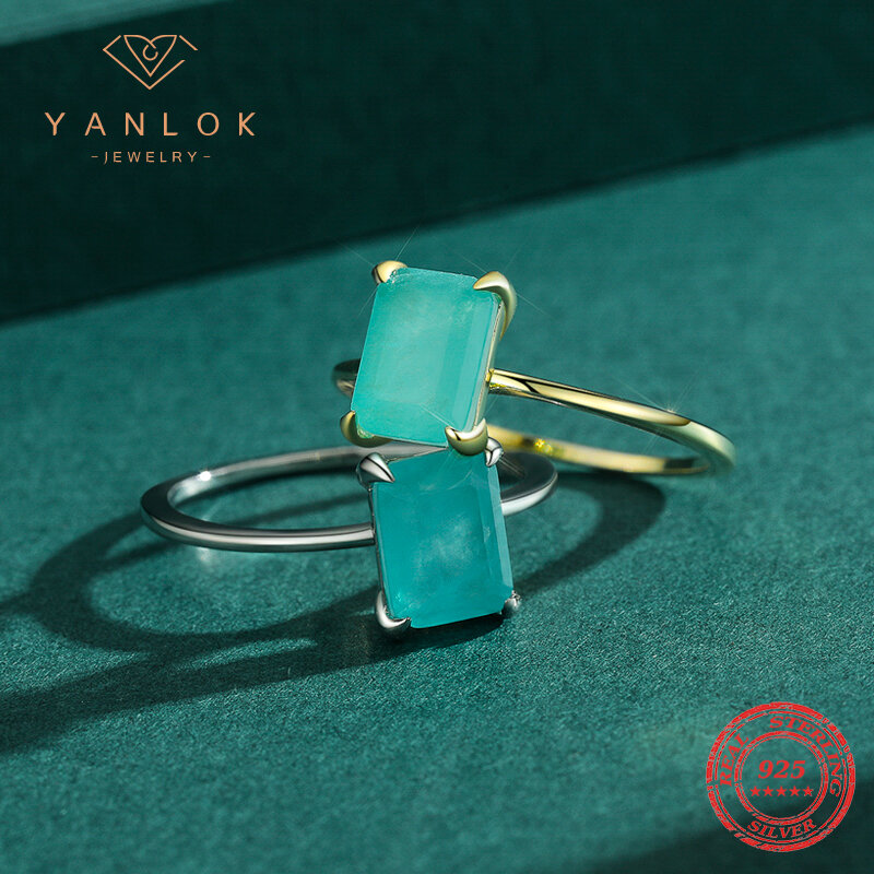 Yanlok แหวนทัวร์มาลีนสุดหรู Paraiba แหวนเงินแท้925สำหรับผู้หญิงเครื่องประดับเงินสเตอร์ลิง