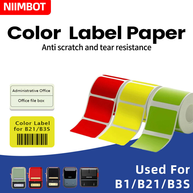 NIIMBOT-Máquina de etiquetas coloridas, Papel de impressão, Impermeável, Resistente a óleo, Rasgo B21, B203, B3S