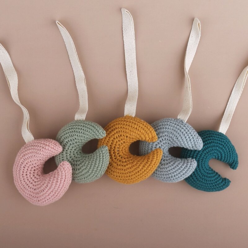 Baby Pacifier Clip Pendant Crochet Knitted Moon Star Shape Newborn Pacifier Pendant DIY Dummy Nipple Holder Baby Teething Toys