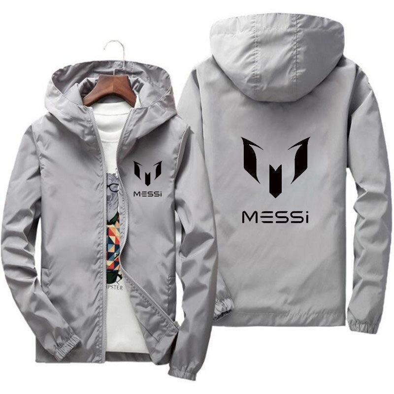 2023 Spring bomb giacca con cappuccio da uomo Messi print slide sportswear slim fit patchwork giacca frangivento giacca fitness abbigliamento da uomo