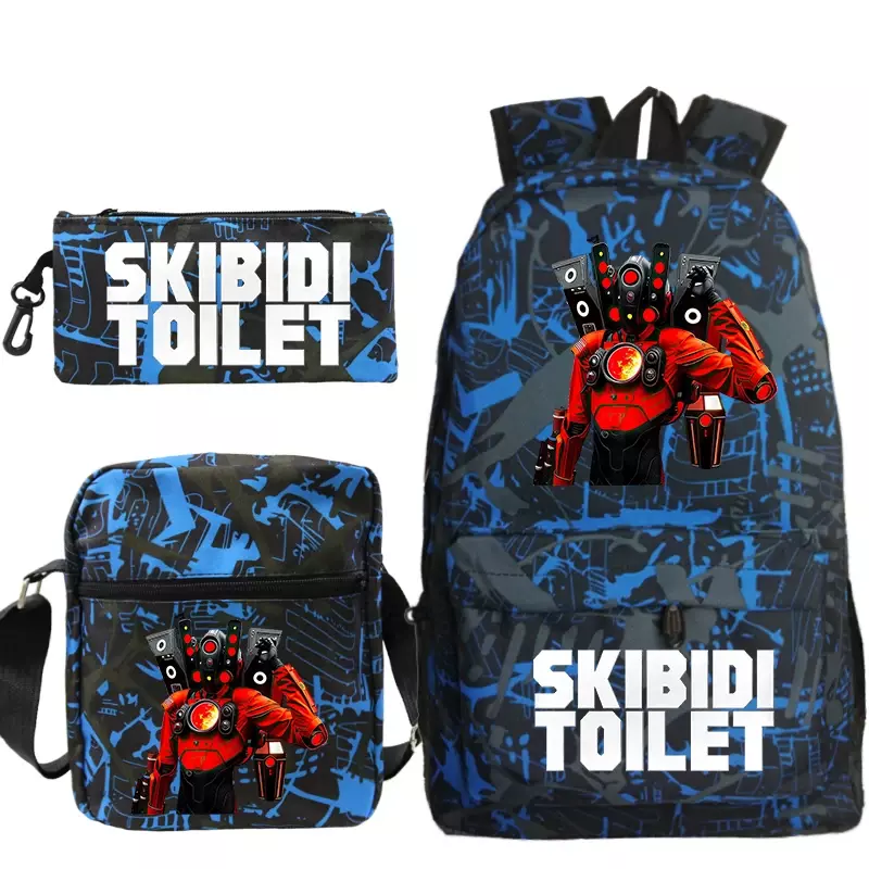 Game Skibidi Toilet Printing School Bag 3pcs Set Cartoon Children Backpack Laptop Bag Large Capacity Kids Bookbag for Boys Girls
