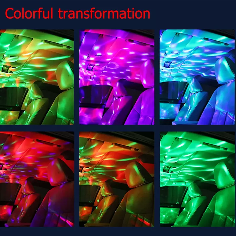 Carro LED RGB USB Luz Ambiente, Mini Som De Música Colorido, Interface USB, IOS, Festa De Férias, Karaoke, Casa Luz Ambiente