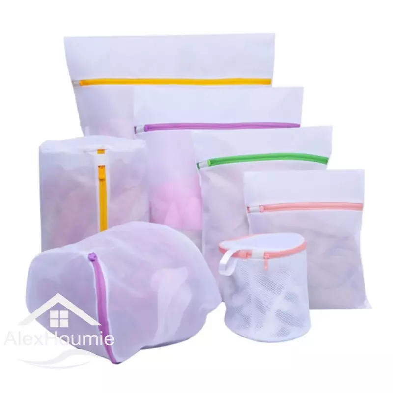 Conjunto de sacos de lavanderia com zíper, poliéster líquido, anti-deformação, roupas íntimas, sutiã, roupas, sacos de malha para casa, máquinas de lavar roupa, 3-7pcs