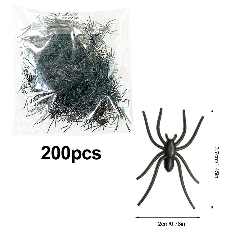 사실적인 거미 장난감 할로윈용 작은 거미 200 개 시뮬레이션 검은 거미 할로윈 거미 장식, 현실적인 긴