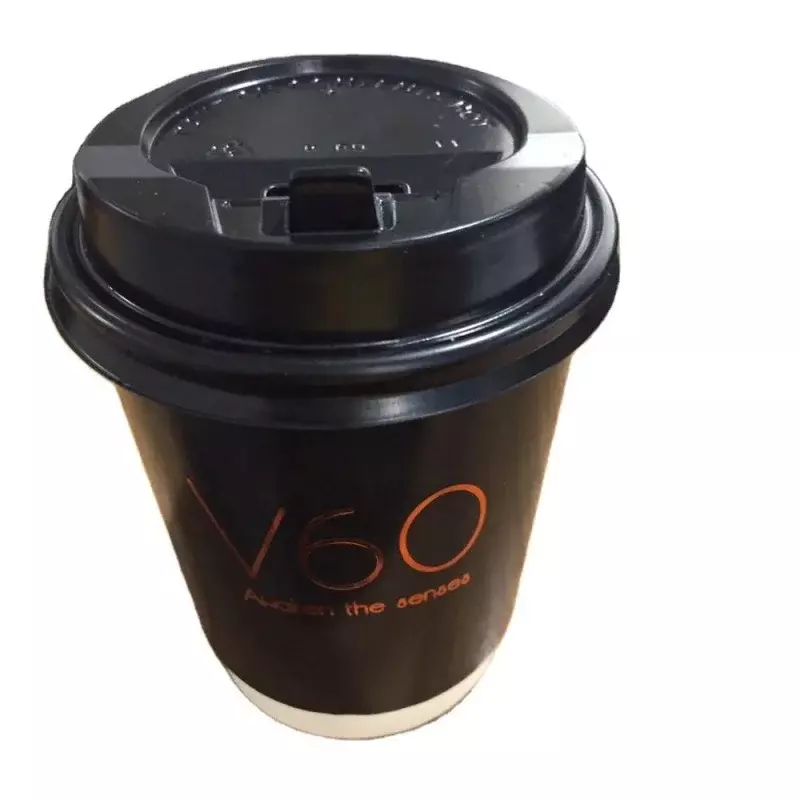 Customized productDisposable all black inside Sleeve Compostable branded custom logo stamping  Double wall Coffee Paper Cups wit