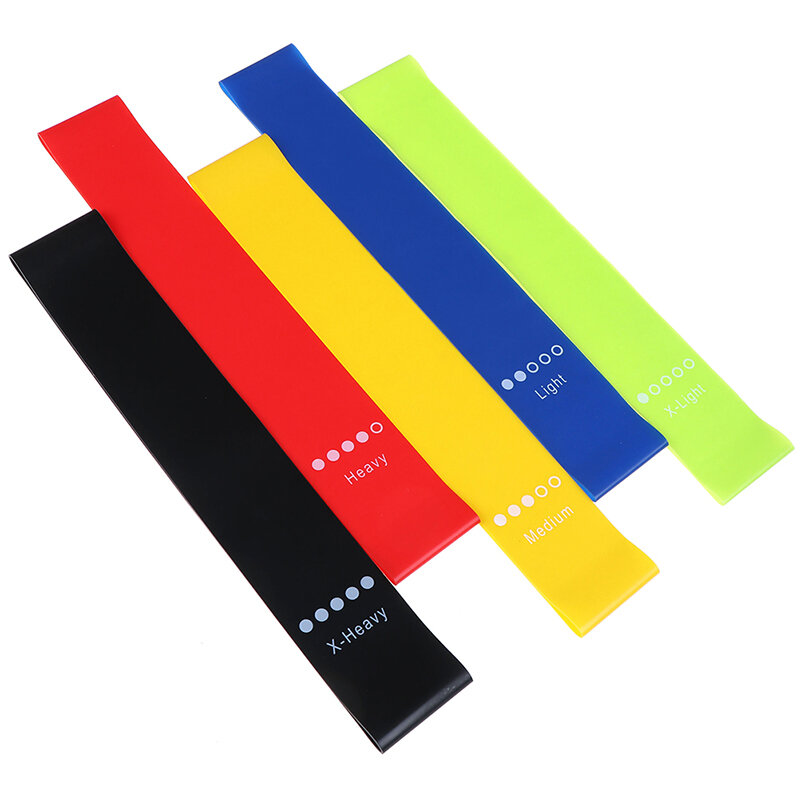 Bandas de borracha resistência elástica para Yoga, Fitness Indoor e Outdoor Equipment, Pilates Sport Training, Equipamento de Treino, 0,35mm-1,1mm, 5 cores