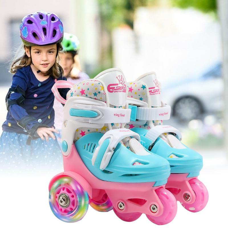 子供用ローラースケート,2〜8歳の男の子と女の子用の靴,2列で調整可能