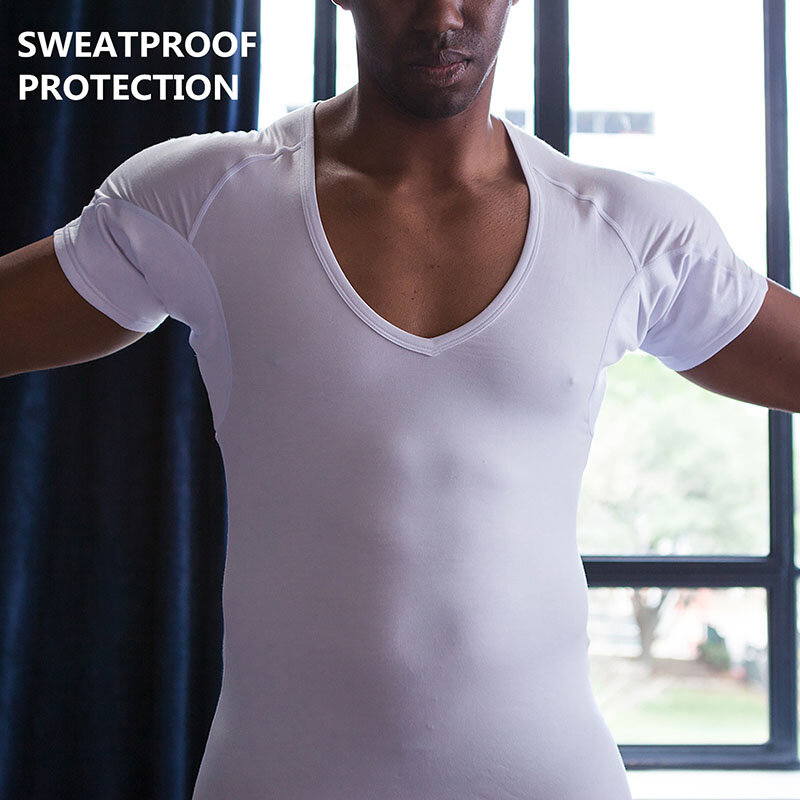Premium Confortable Micro Modal Sweat Proof Undershirt T-Shirt Anti-Transpirant Homme Sweatproof Under Shirt With Sweatpad