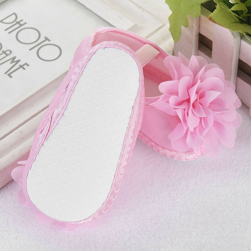 Zapatos de gasa con banda elástica para recién nacido, Zapatillas con flores para caminar, Pk 12