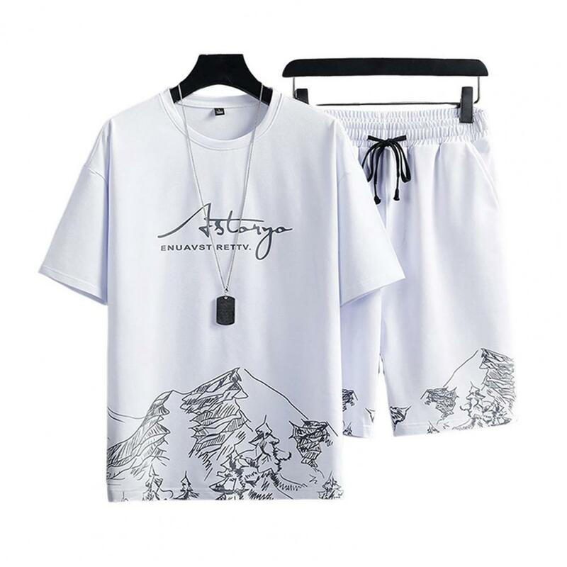 2 шт./набор, Мужская футболка и шорты с эластичным поясом