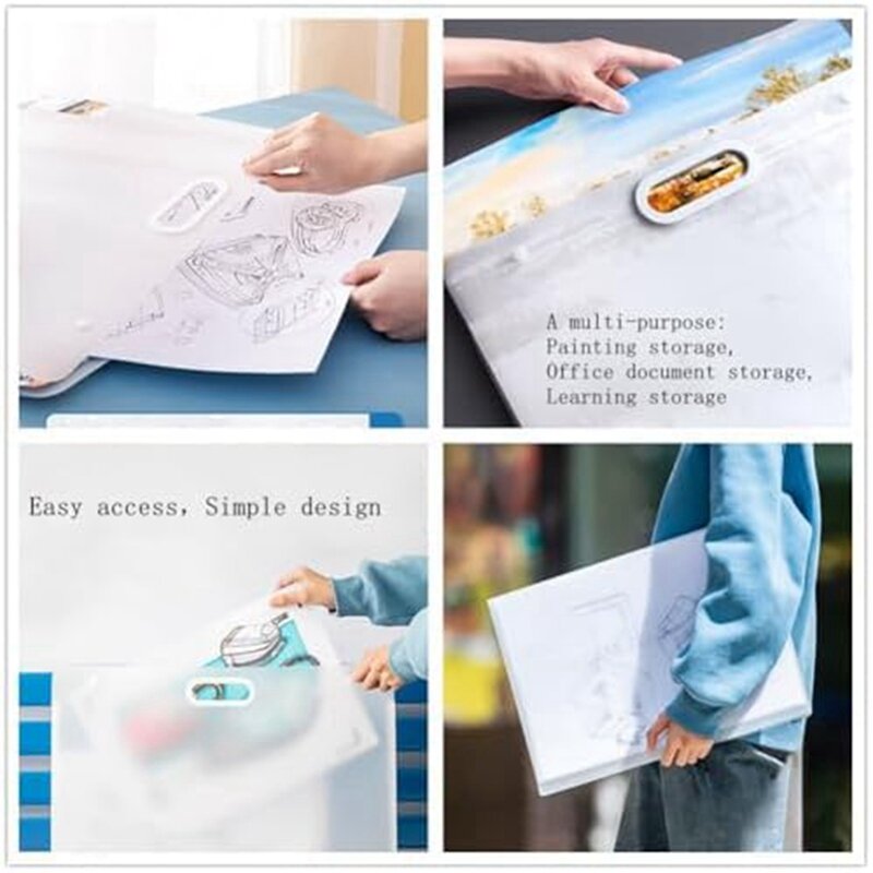 2Pcs Plastic Art Folders Waterproof Folders With Handles Rectangular Art Storage Box For Painting Sketch Photography Art