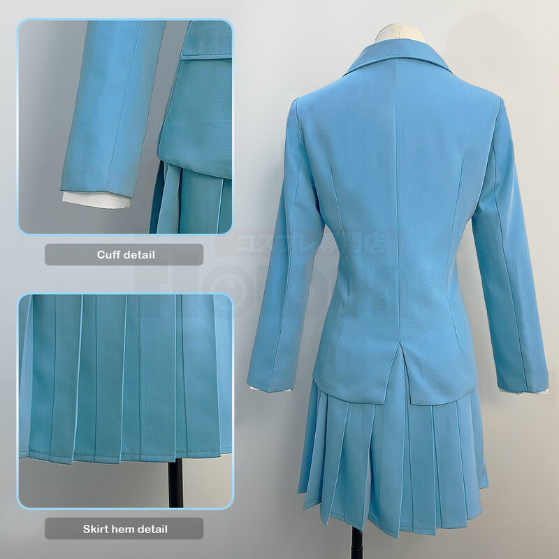 HOLOUN Skip and Loafer 애니메이션 이와쿠라 미츠미 코스프레 코스튬 교복, 파란색 세트 셔츠, JK 스커트 타이, 데일리 착용 선물
