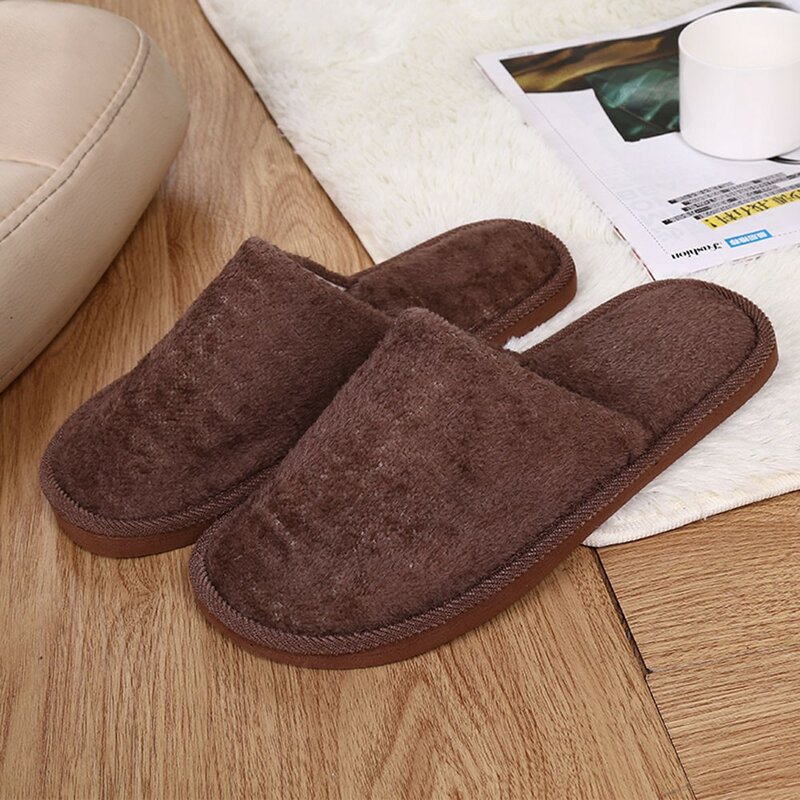 Soft House Slippers for Man Flock Autumn Winter Plush Indoor Male Shoes Warm Home Slippers 2023 Non Slip Men's slipper