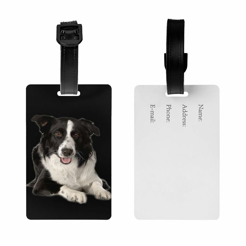 Border Collie-Étiquette de bagage personnalisée pour animal de compagnie, cadeau pour chien, étiquettes de bagage, couverture de confidentialité, carte d'identité avec nom