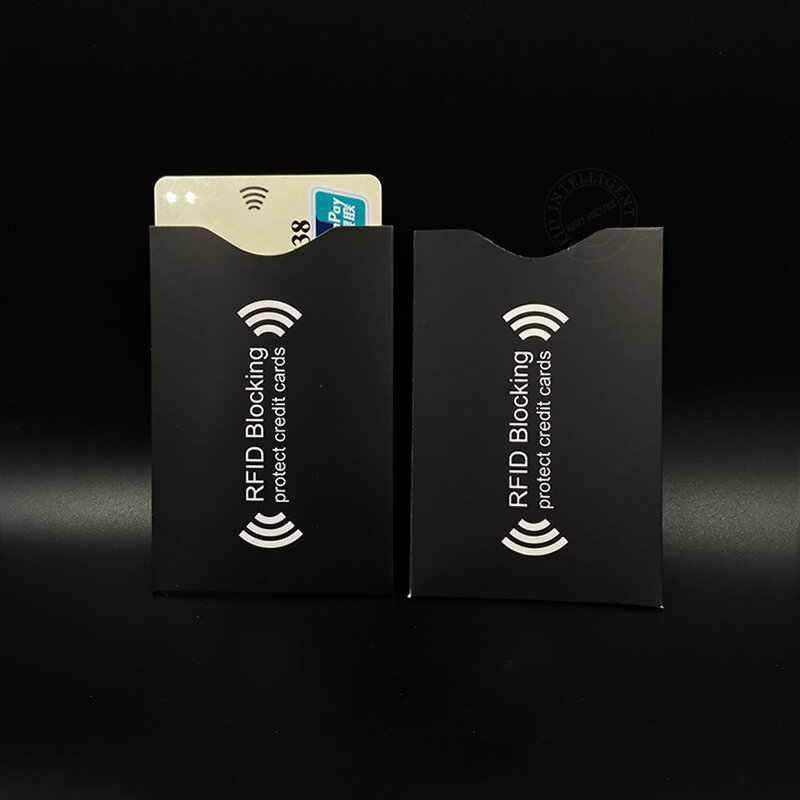 盗難防止カードホルダー,5個,アルミニウム,黒,カードホルダー,RFID保護,NFC信号