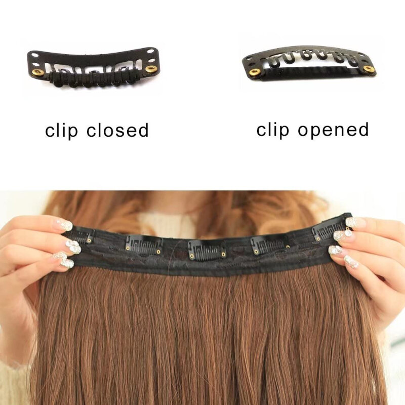 5 Clip di un pezzo sintetico naturale fibra di capelli finti parrucche rotolo di lana 11*55cm per donna evidenziato estensione dei capelli per l'uso quotidiano