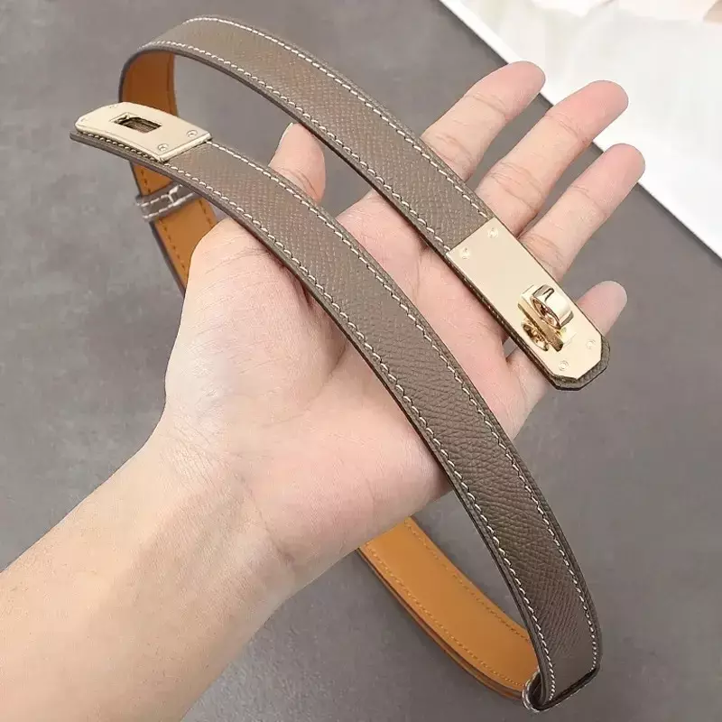 Cinturón de cuero genuino de alta calidad para mujer, cinturón ajustable de 1,8 cm, para vestido