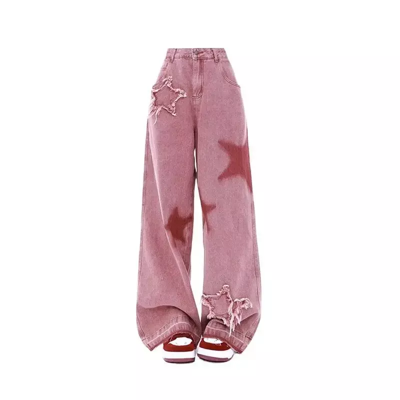 Pantalones vaqueros holgados de pierna ancha para mujer, estilo Vibe Retro americano, diseño de calle pequeña, marca de moda, Primavera/Verano