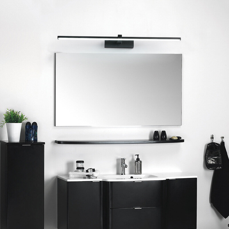 현대 욕실 LED 벽 조명 하드웨어 벽 램프, 알루미늄 LED 블랙 화이트 욕실 거울 라인 램프 고정 장치, 3 가지 색상