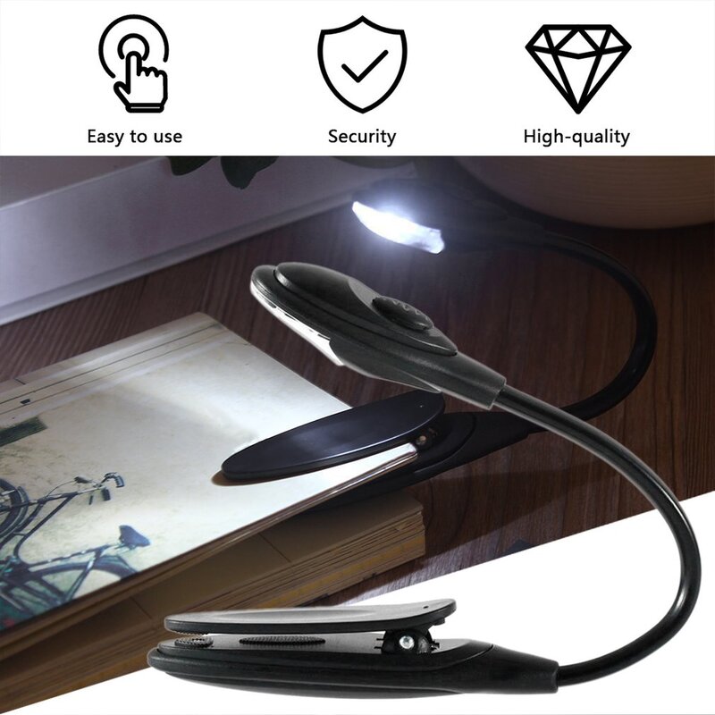 Nowa Mini elastyczna lampa do czytania z jasnym oświetleniem książkowym na laptopa, lampka LED do czytania, kompaktowa, przenośna lampka do akademika