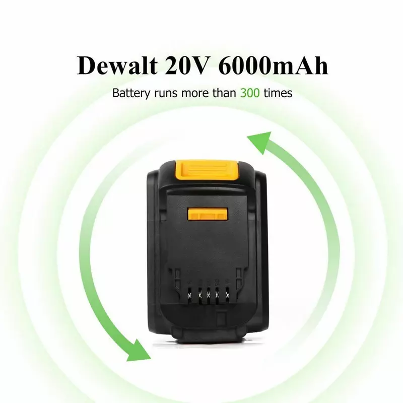 Batterie aux ions Eddie Resubdivision, DCB200, 20V, 6,0 Ah, compatible avec Dewalt 18 Volt MAX, outils électriques 18650 Lithium 24.com