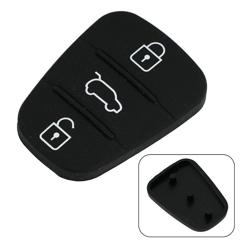 Kit de repuesto de 3 botones para llave de coche, almohadilla de goma, tapa de plástico, color negro, para Hyundai I20, I30, Ix35, Ix20, Elantra, Rio, Venga, 1 unidad