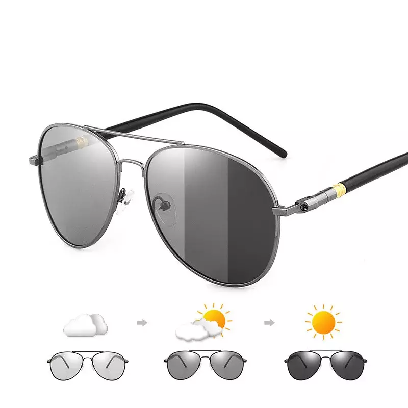 Men's Classic Polarized Driving Sunglasses Retro Metal Fishing Glasses Brand Designer Black Pilot Sun Glasses Male UV400 Goggles