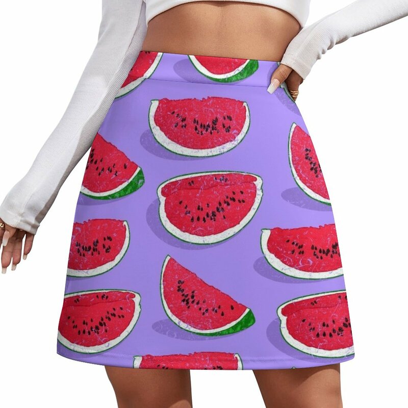 Rok Mini semangka untuk wanita, pakaian musim panas rok Mini semangka untuk wanita