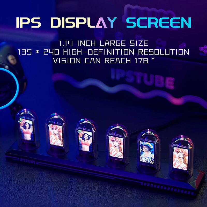 DIY LED Nixie Tube Clock RGB IPS Color Screen Digital Clock Glows WIFI Analog Clocks For Esports Game Desktop Decor Gift Idea