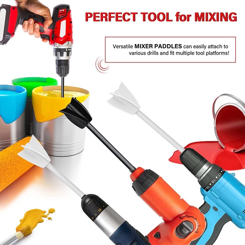 Epoxy Mixer for Drill Paint Resin Mixer Epoxy Stirrers Plastic Resin Mixer for Paint,Concrete,Plaster Reusable Mixer